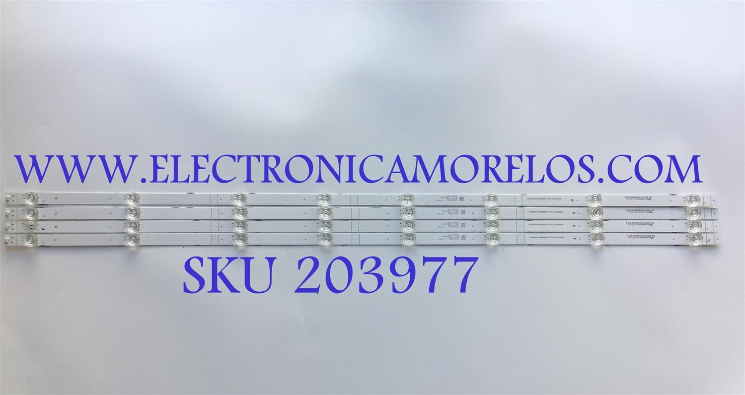 KIT DE LEDS PARA TV HISENSE ORIGINAL 4 PIEZAS / NUMERO DE PARTE 2020091601 / CRH-BXBT50Y13030080409FREV1.0 / HD500Y1U51-T0L2 / 2020091601 / SVH500AG1 / 210115X / 1252540 / 22661100 / PANEL HD500Y1U51-T0L2\S0\MCKD-1\WOC\ROH / MODELO 50A6G
